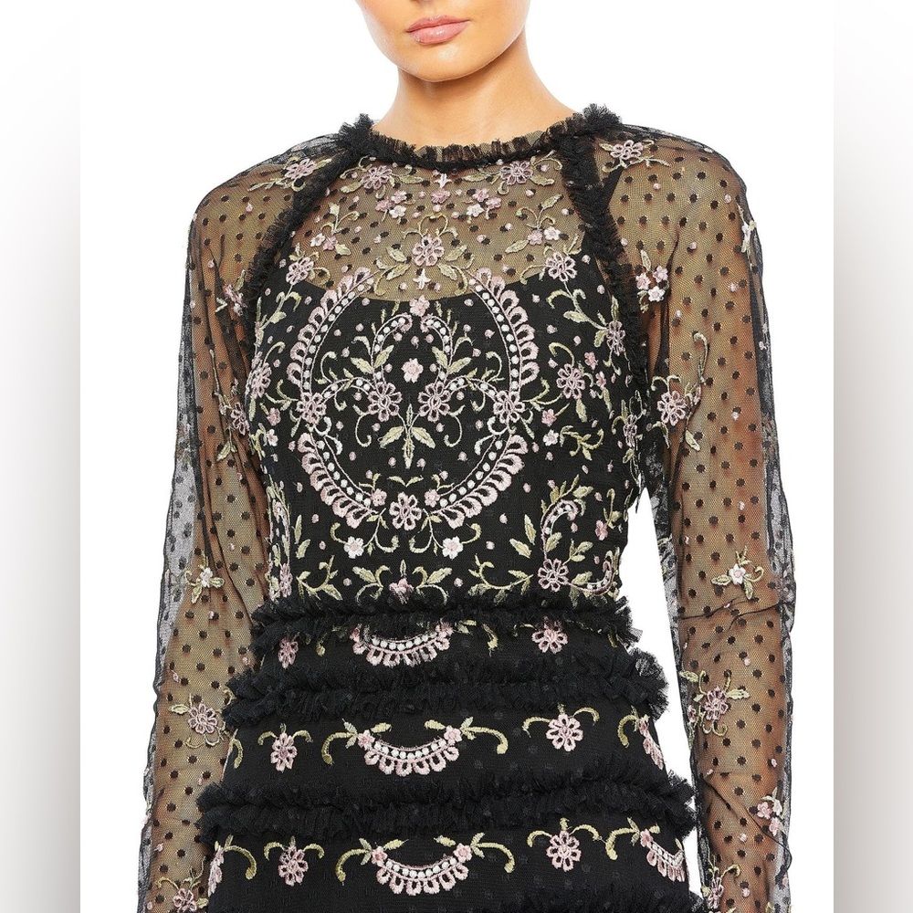 Mac Duggal size 18 Elegant Black Lace Evening Gown style 8030 - Picture 2 of 9